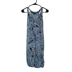 Banana Republic Women's Dress Sz M‎ Blue/Peach Paisley Sleeveless Tank Boho